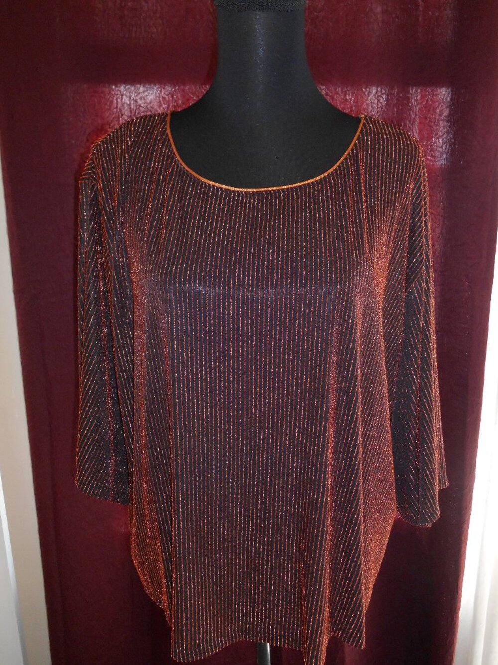 APT 9 WOMAN METALIC STRIPED BLACK/COPPER BIG TOP SIZE XL
